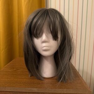 Gray Women's Wig Medium Lon Bob Length Synthetic